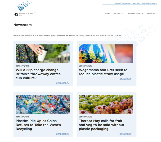 Screenshot of the HSMG newsroom page