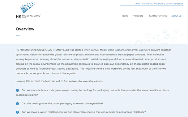 Screenshot of the HSMG overview page