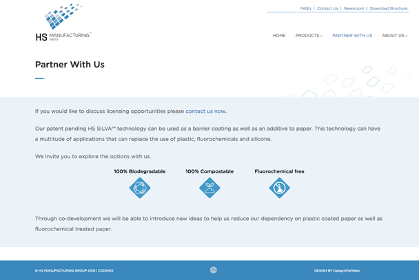 Screenshot of the HSMG partner page