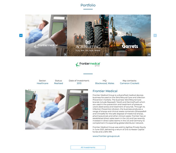 Screenshot of the Kester portfolio section