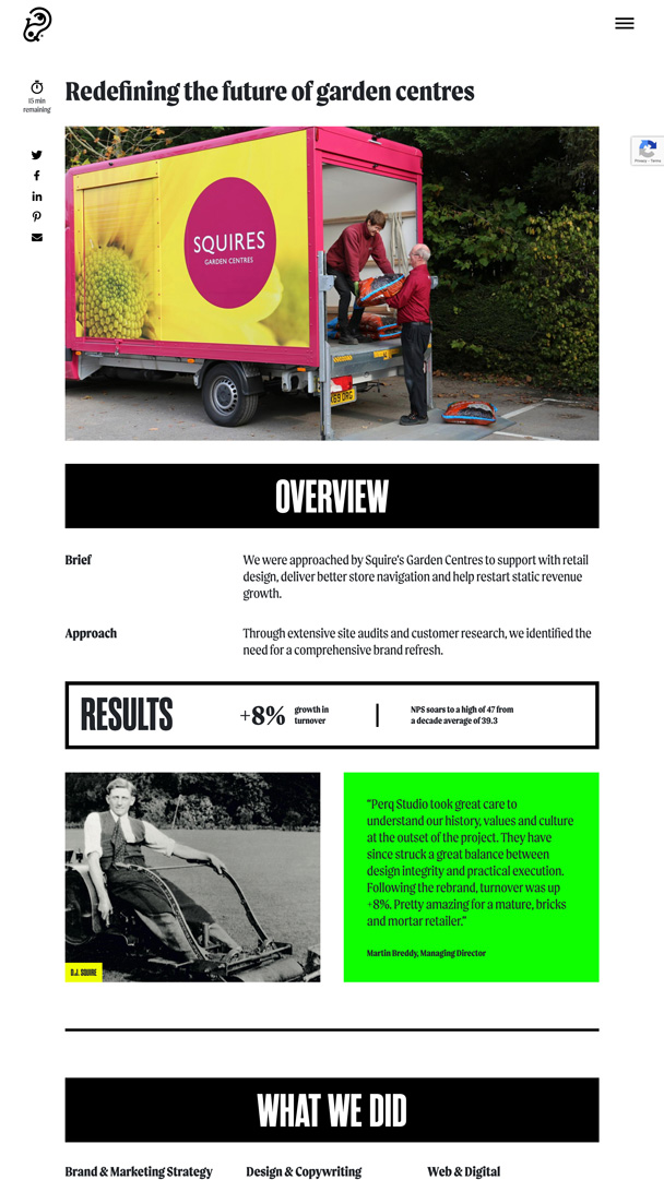 Screenshot of a Perq Case Study page