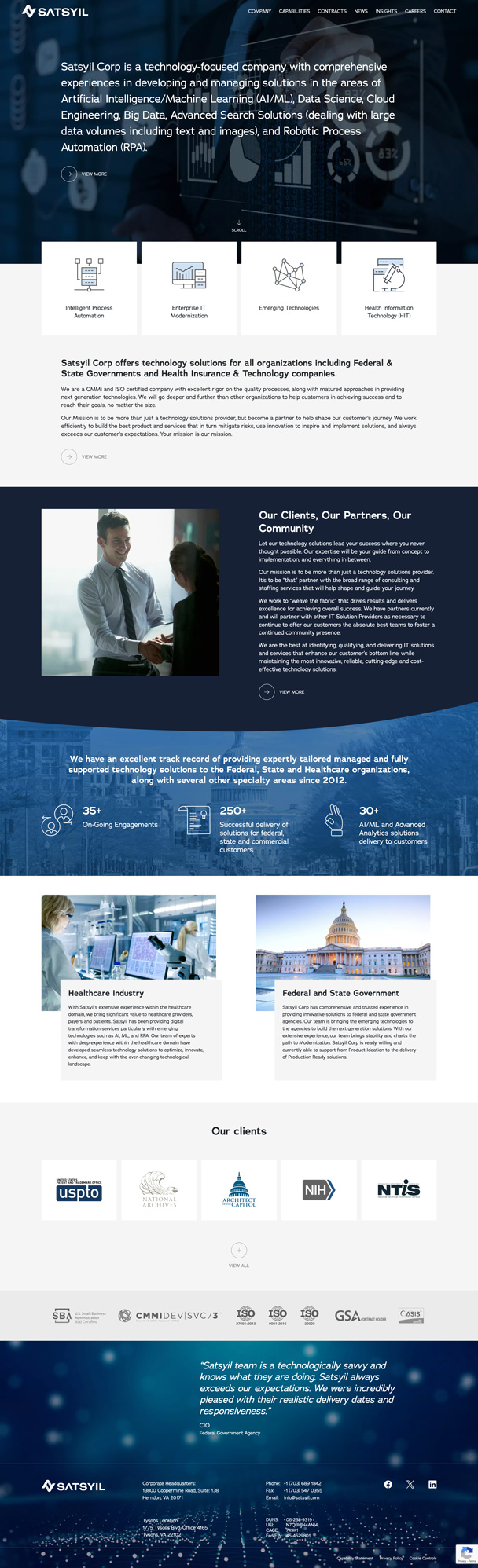 Screenshot of the Satsyil homepage