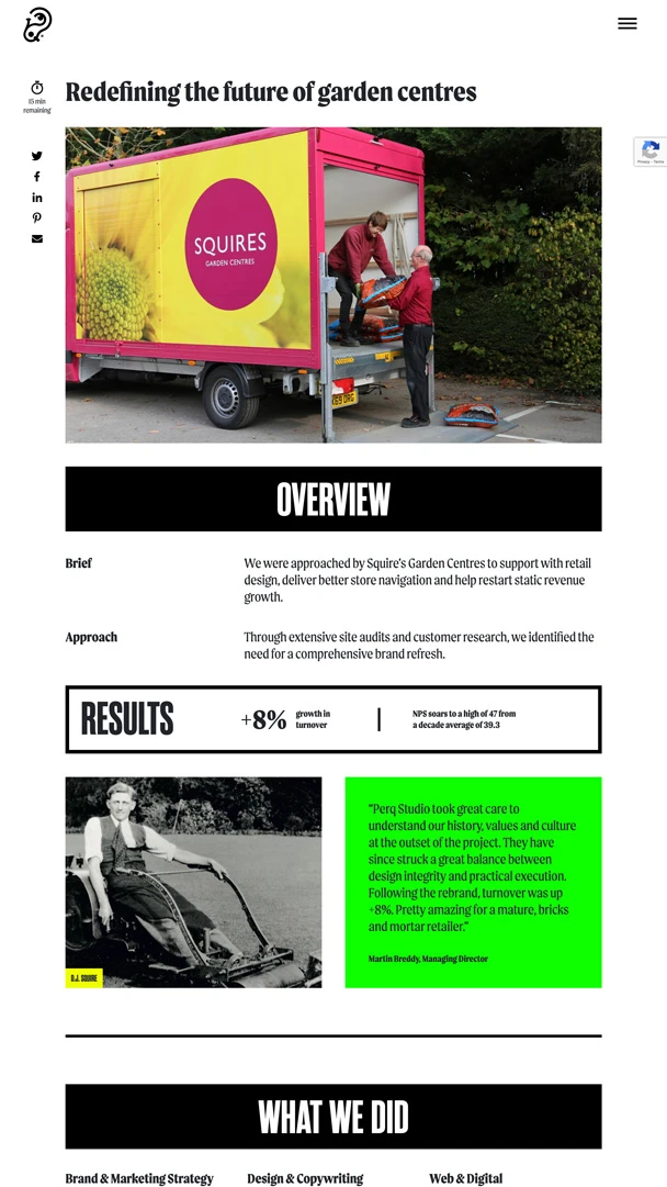 Screenshot of a Perq Case Study page